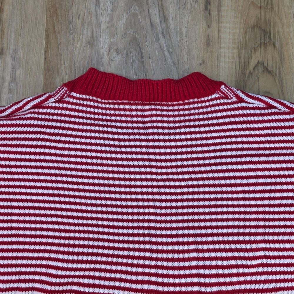 🩵🅰️NWOT Red & White Striped Knit Long Sleeve Sweater Large - Picture 8 of 16
